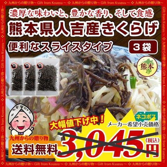 濃厚な旨みと豊かな香り 熊本県 人吉産 きくらげ(20g)×3袋 スライスタイプ 国産 キクラゲ 九州 木耳 お試し きくらげ 希少 わけあり 食品 野菜