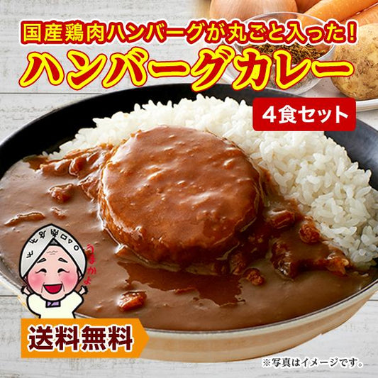 国産鶏ハンバーグカレー 4袋 中辛