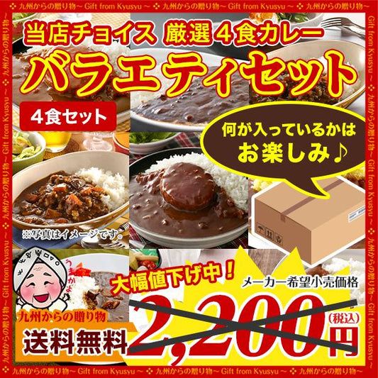 セール 当店チョイス 厳選4食カレー バラエティセットご当地 レトルトカレー 福岡 食べきり エコ包装 非常食 送料無料 得トクセール お取り寄せ