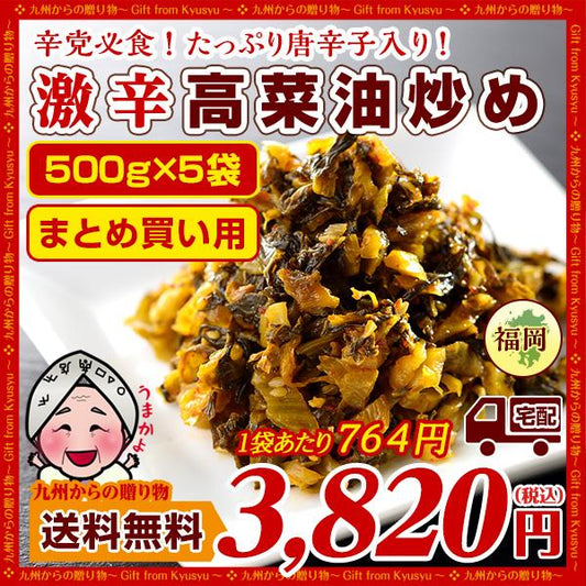 漬物 激辛 辛子高菜(500g)油炒め ×5袋 業務用たっぷり 激辛党必見 業務用 からしたかな 唐辛子入 激辛 ご飯のお供